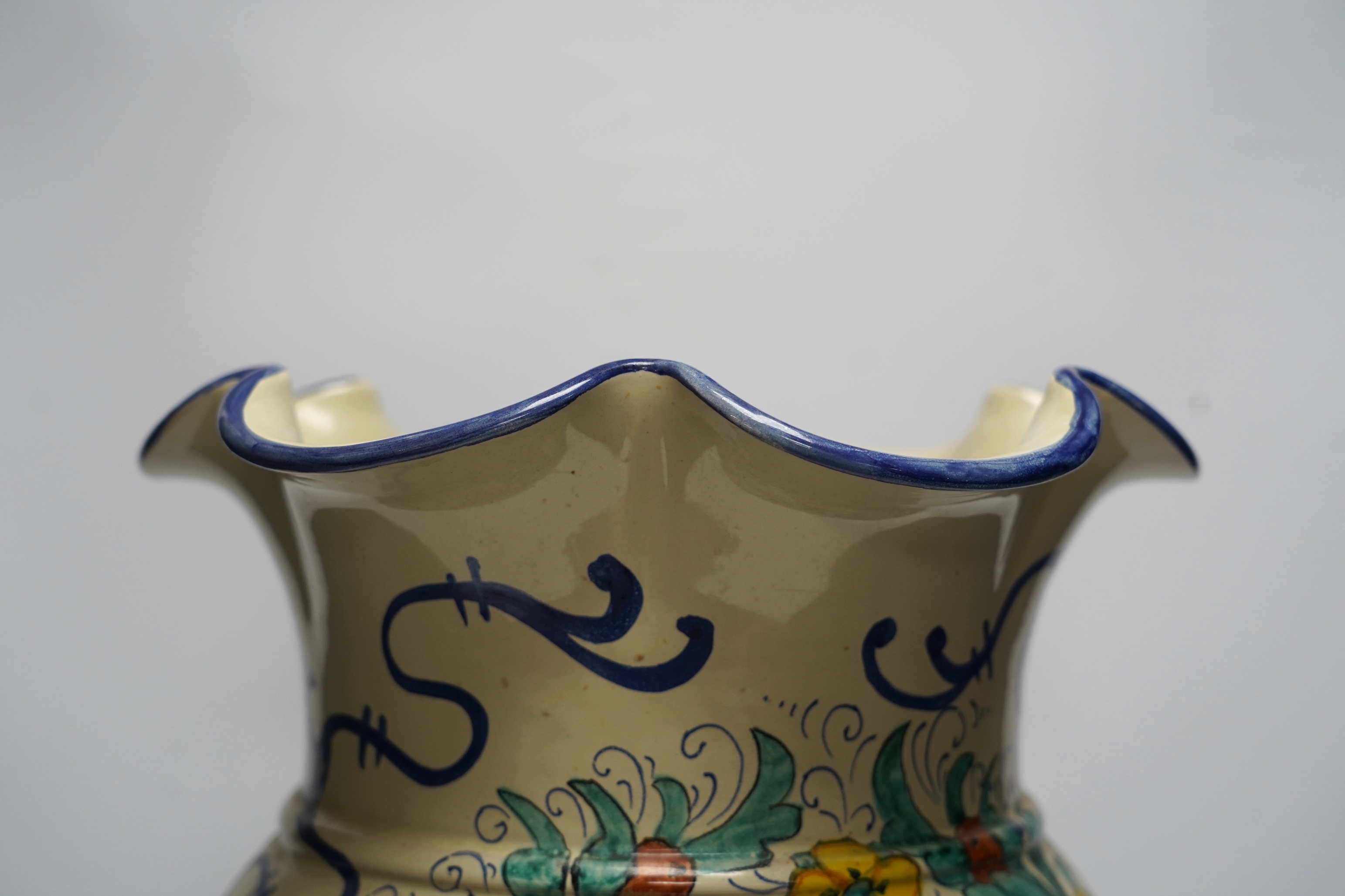 A 20th century large Deruta maiolica vase, 51cm high. Condition - fair to good
